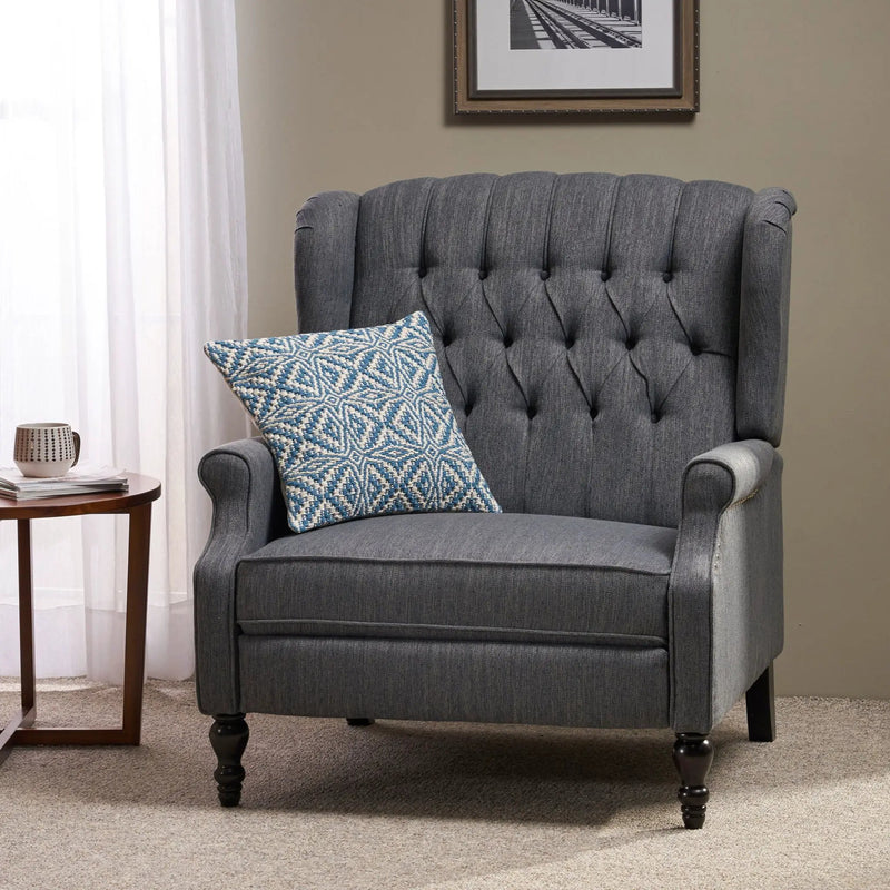 Dunham Contemporary Fabric Tufted Oversized Pushback Recliner by HouseOfZazla