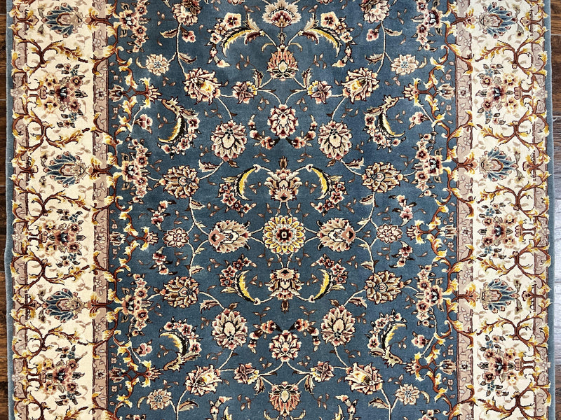 Sino Persian Rug 4x6, Very Fine Oriental Carpet, Handmade Rug 4 x 6, Floral Allover Vintage Traditional Wool & Silk Highlights, 200 KPSI by Jewel Rugs