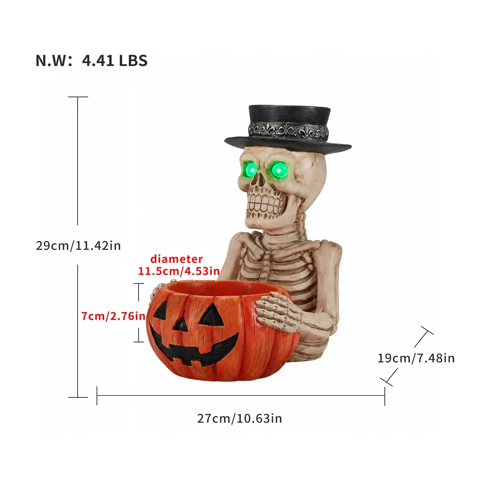 Halloween Skeleton Figurine with Pumpkin Candy Bowl & Candle Holder by HouseOfZazla