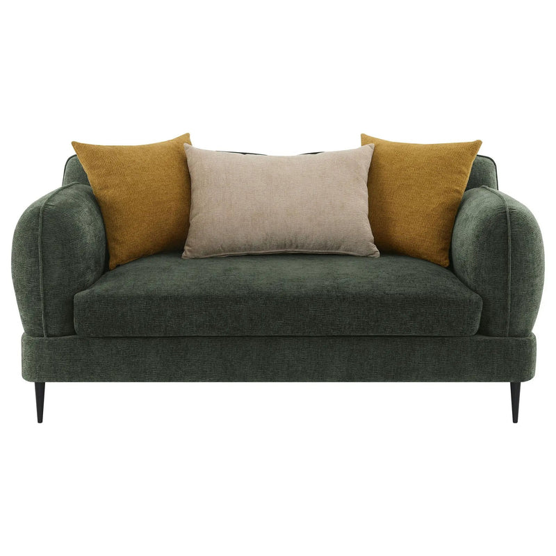 Jade Chenille Upholstered Modern Track Arm Loveseat Green by Unique Piece Furniture