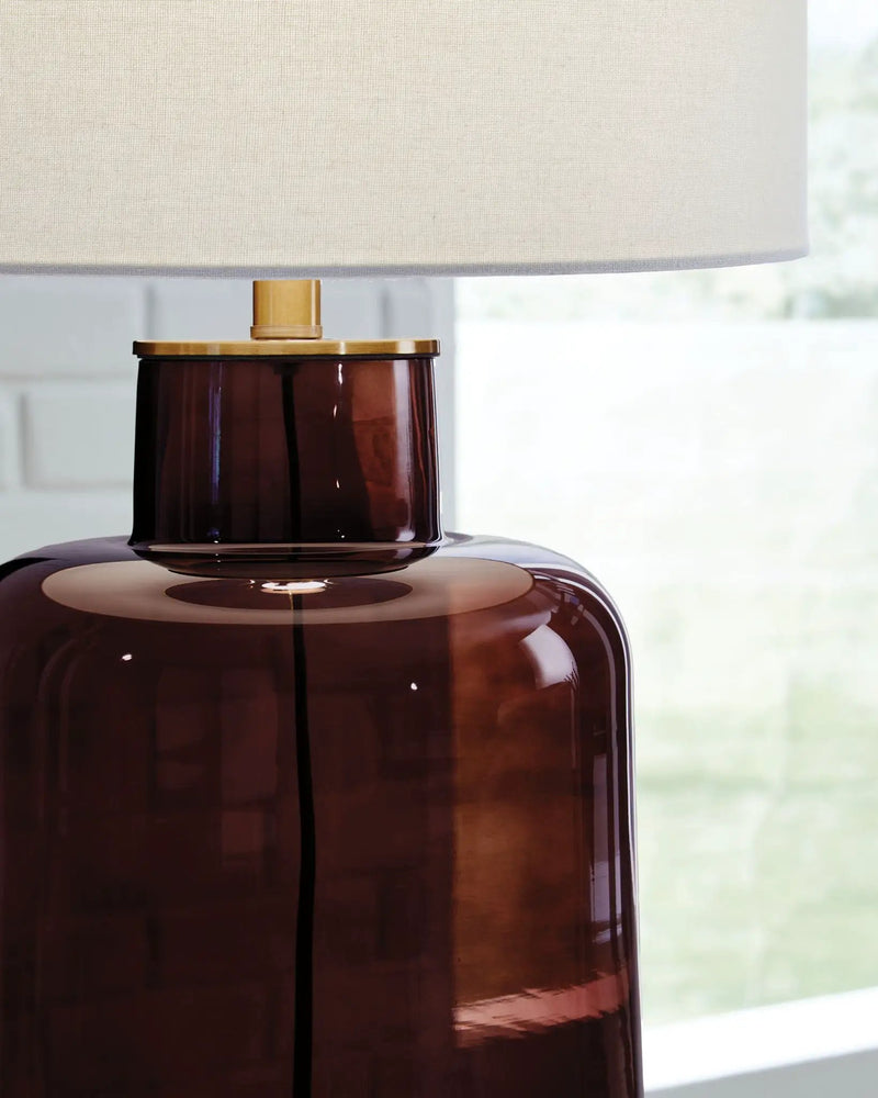 Mette - Glass Table Lamp - Brown / Gold Finish by Unique Piece Furniture