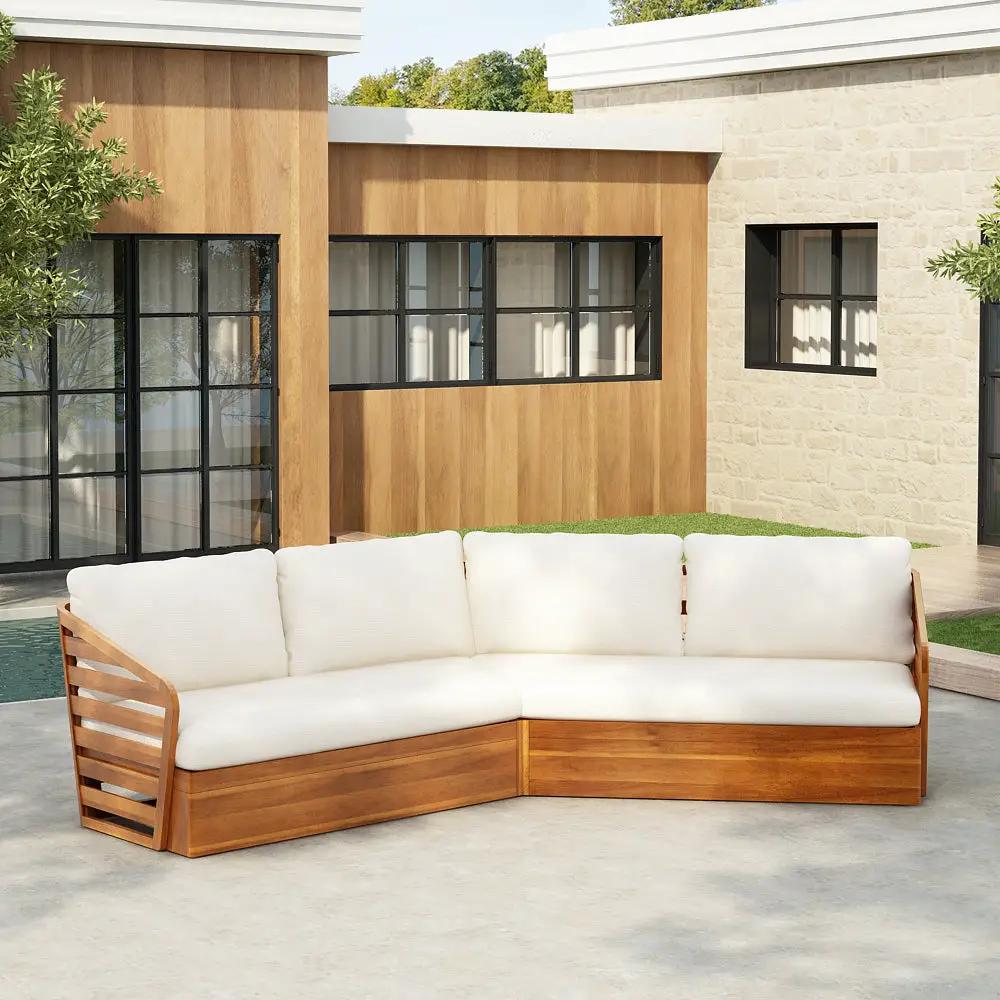 Royal Acacia Patio V Sofa Sectional Set, Beige by HouseOfZazla