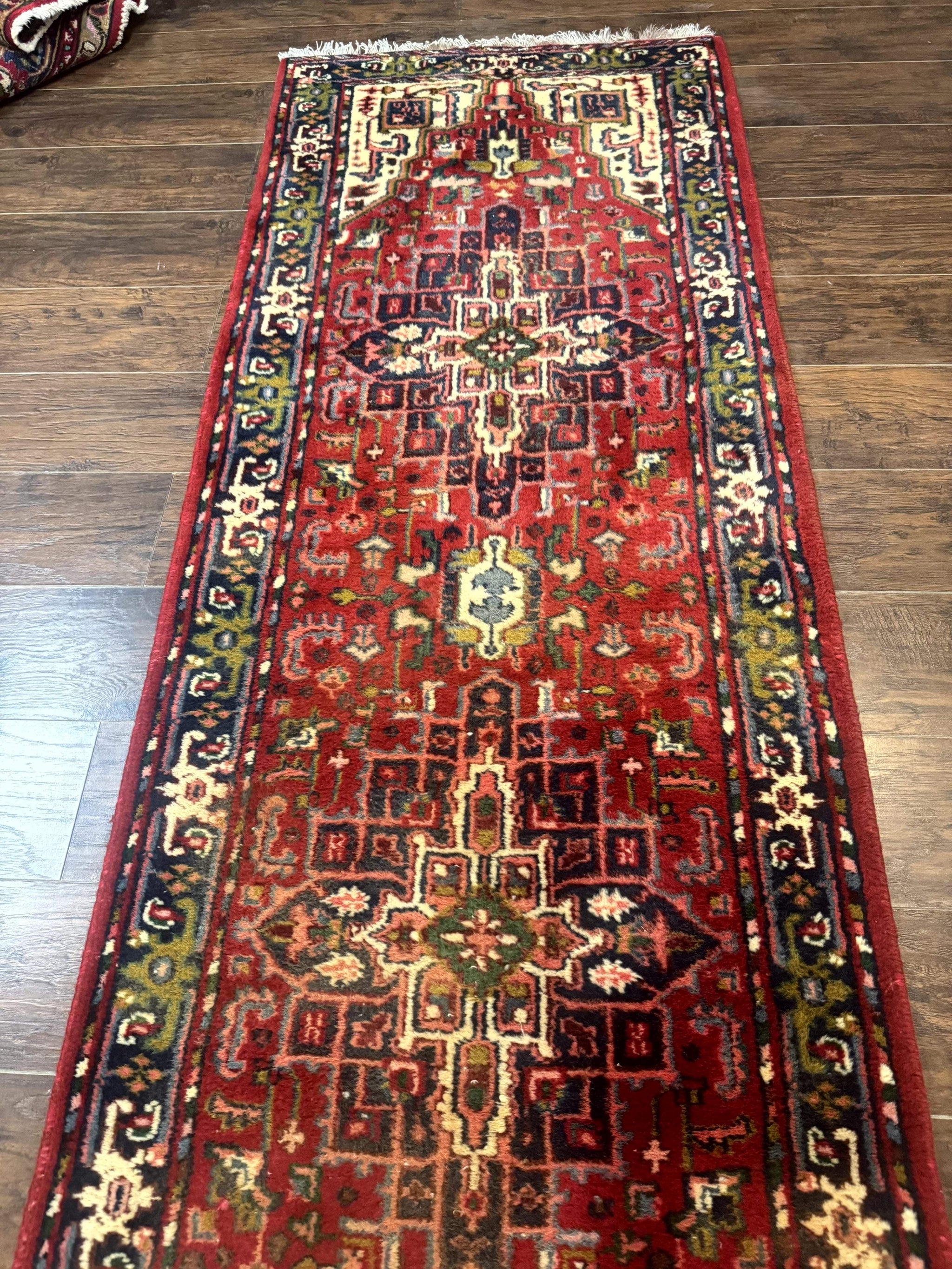 Indo Persian Heriz Runner Rug 3 x 17, Geometric Long Runner Carpet for Hallway, Medallions, Wool Runner Rug 3x17 by Jewel Rugs