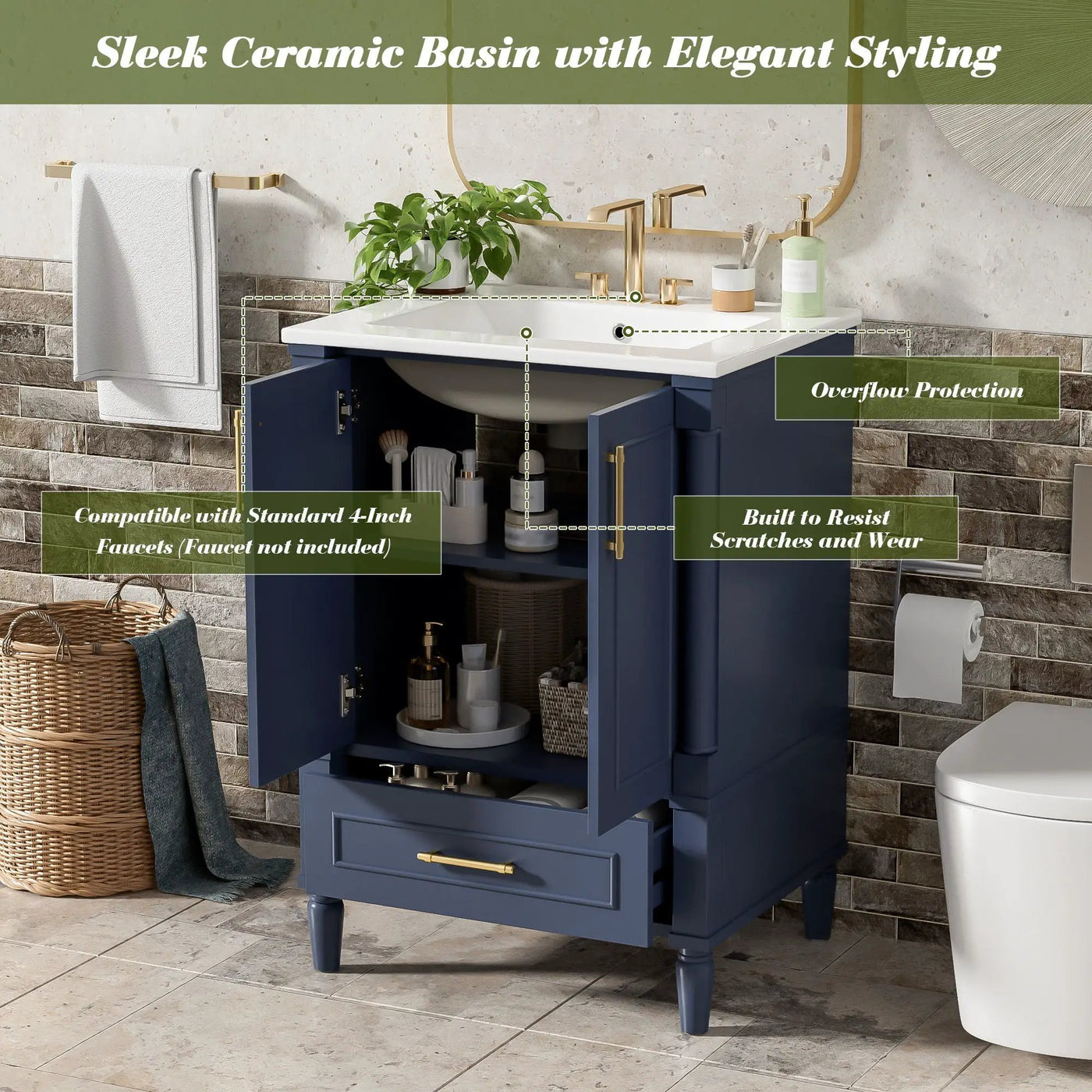 Bathroom Vanity With Ornate French Cylinder Legs, Soft Close Drawer by HouseOfZazla