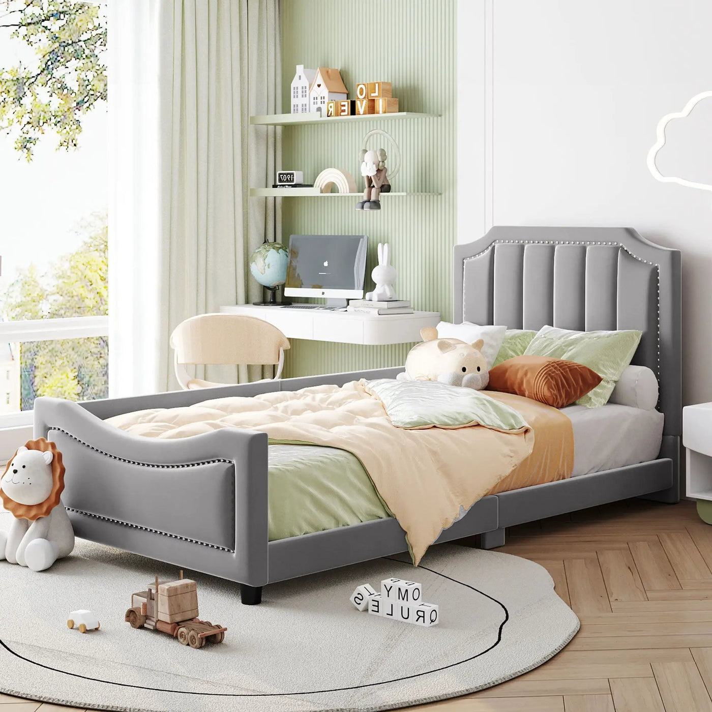 Upholstered Daybed With Classic Stripe Shaped Headboard by Unique Piece Furniture