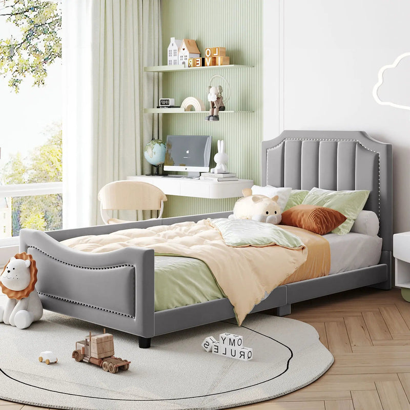 Upholstered Daybed With Classic Stripe Shaped Headboard by HouseOfZazla