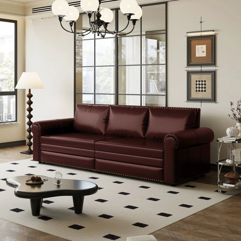 3 In 1 Convertible Sleeper Sofa With Nailhead Trim & Rolled Arm by HouseOfZazla