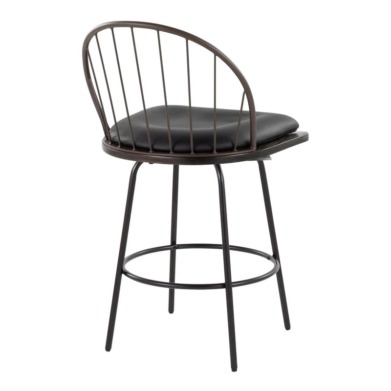 Riley - Claire Farmhouse Fixed Height Counter Stool With Swivel With Round Footrest (Set of 2) by HouseOfZazla