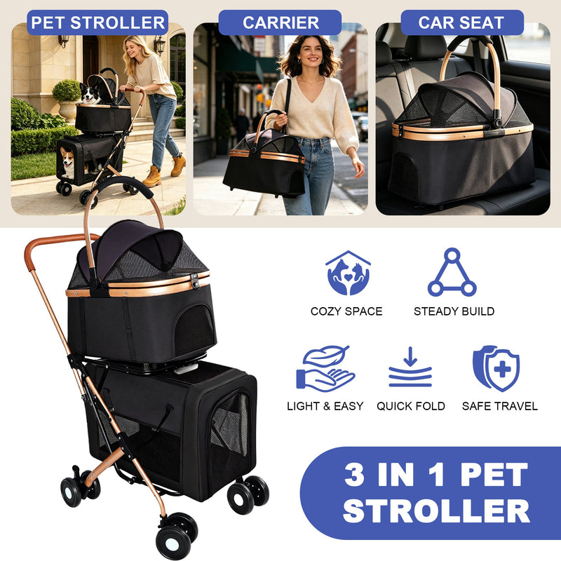 Double Pet Stroller for Small and Medium Dogs and Cats by HouseOfZazla