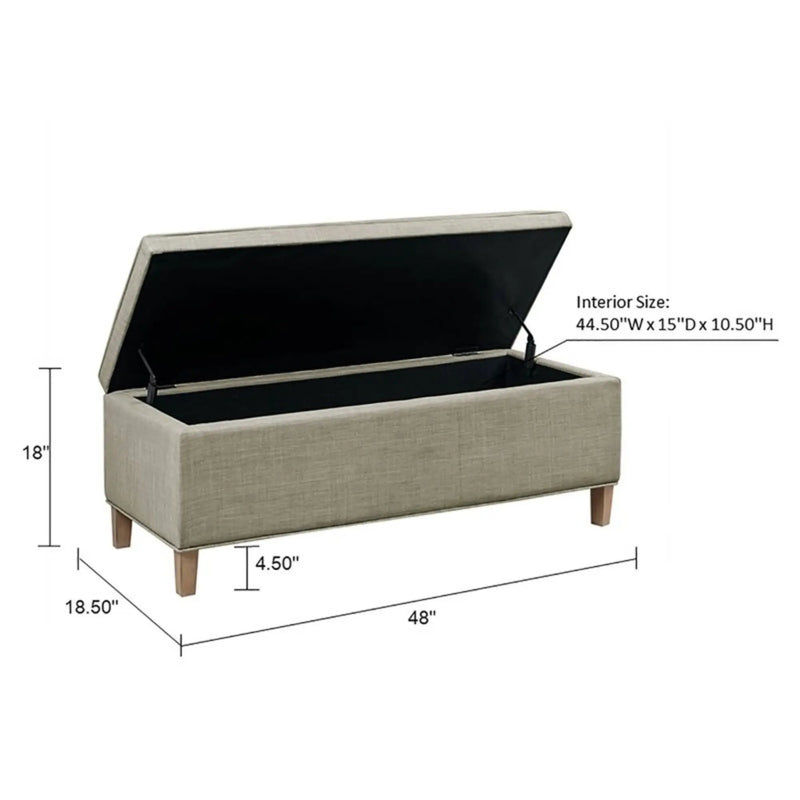 Caymus - Rectangular Soft Close Storage Bench - Light Gray by HouseOfZazla