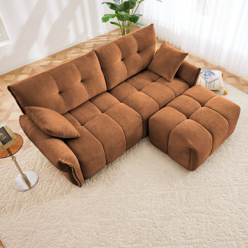 Sofa Set With Ottoman And Pillows, Textured, High Resilience Cushions by Unique Piece Furniture