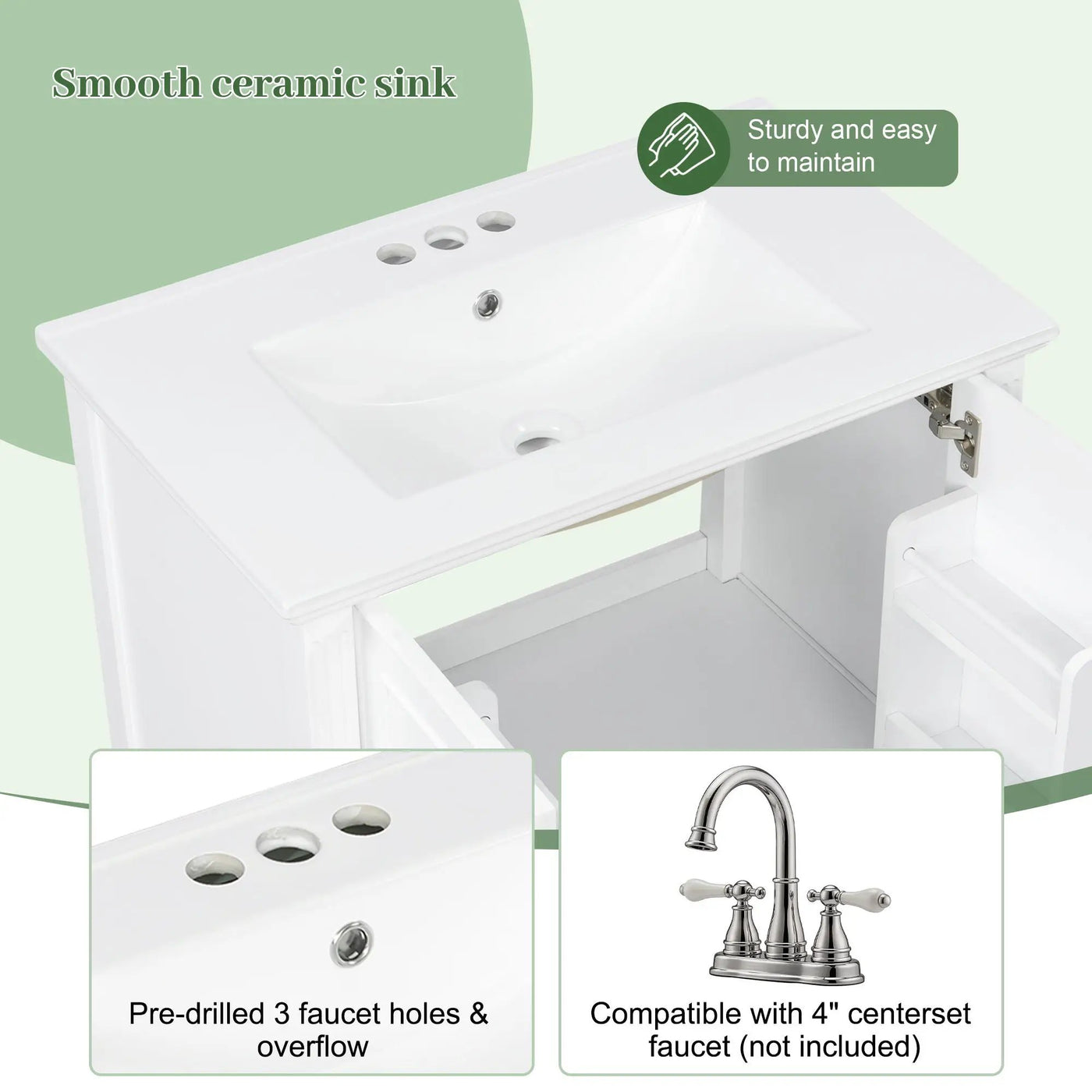Freestanding Vanity With 1 Drawer & 2 Soft Close Doors With Door Mounted Storage by HouseOfZazla