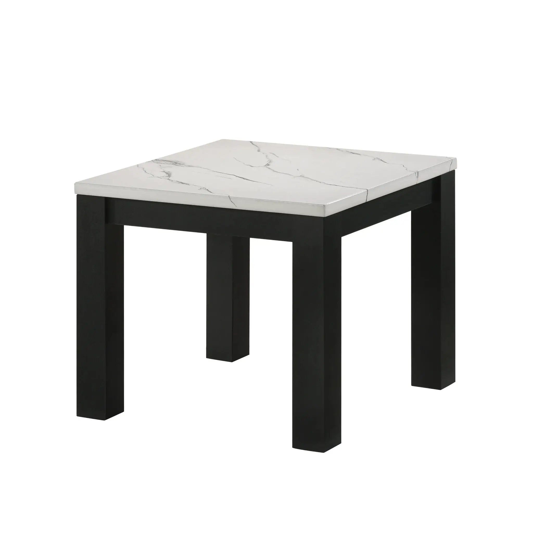 Modern 3 Piece Living Room Table Set With Faux Marble Top Wooden - Black / White by Unique Piece Furniture