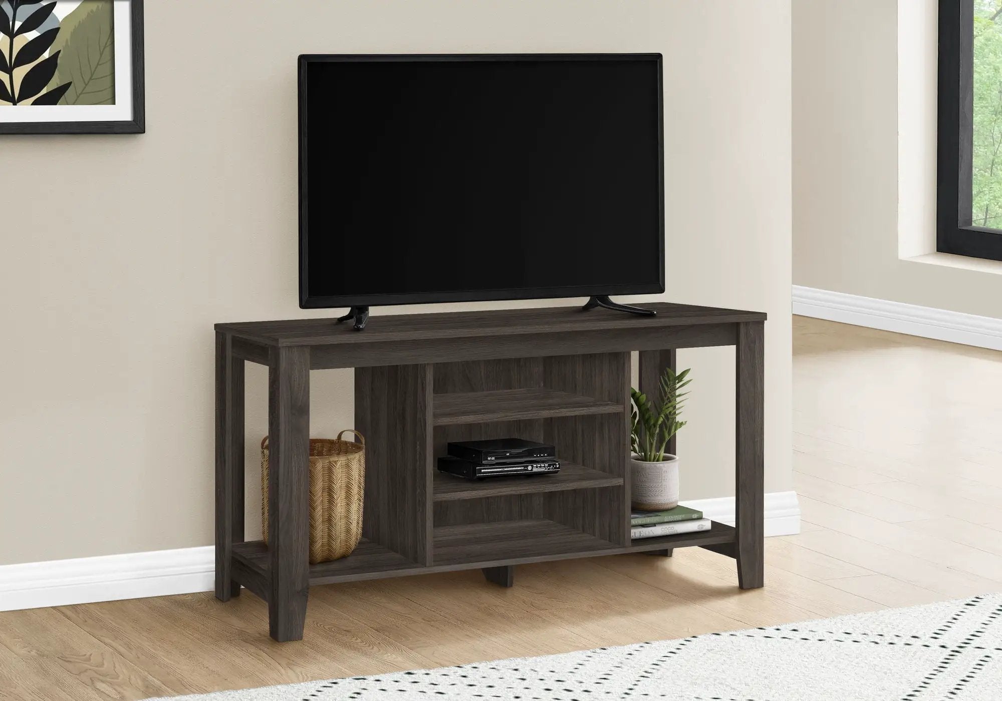 TV Stand, Console, Media Entertainment Center, Versatile Storage Shelves by HouseOfZazla