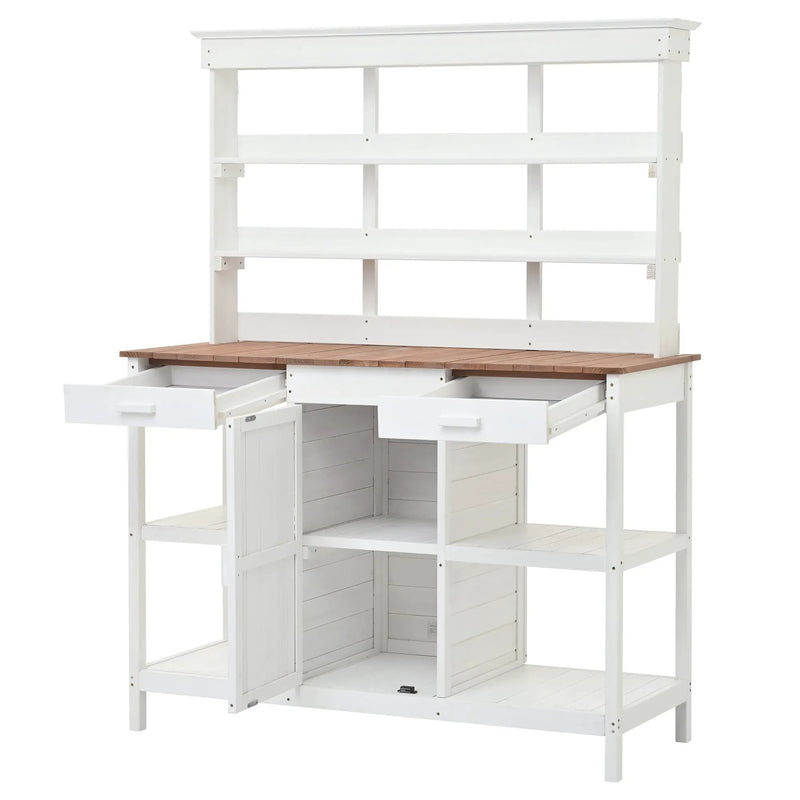 Topmax 66" Large Outdoor Farmhouse Wooden Potting Bench Table by HouseOfZazla