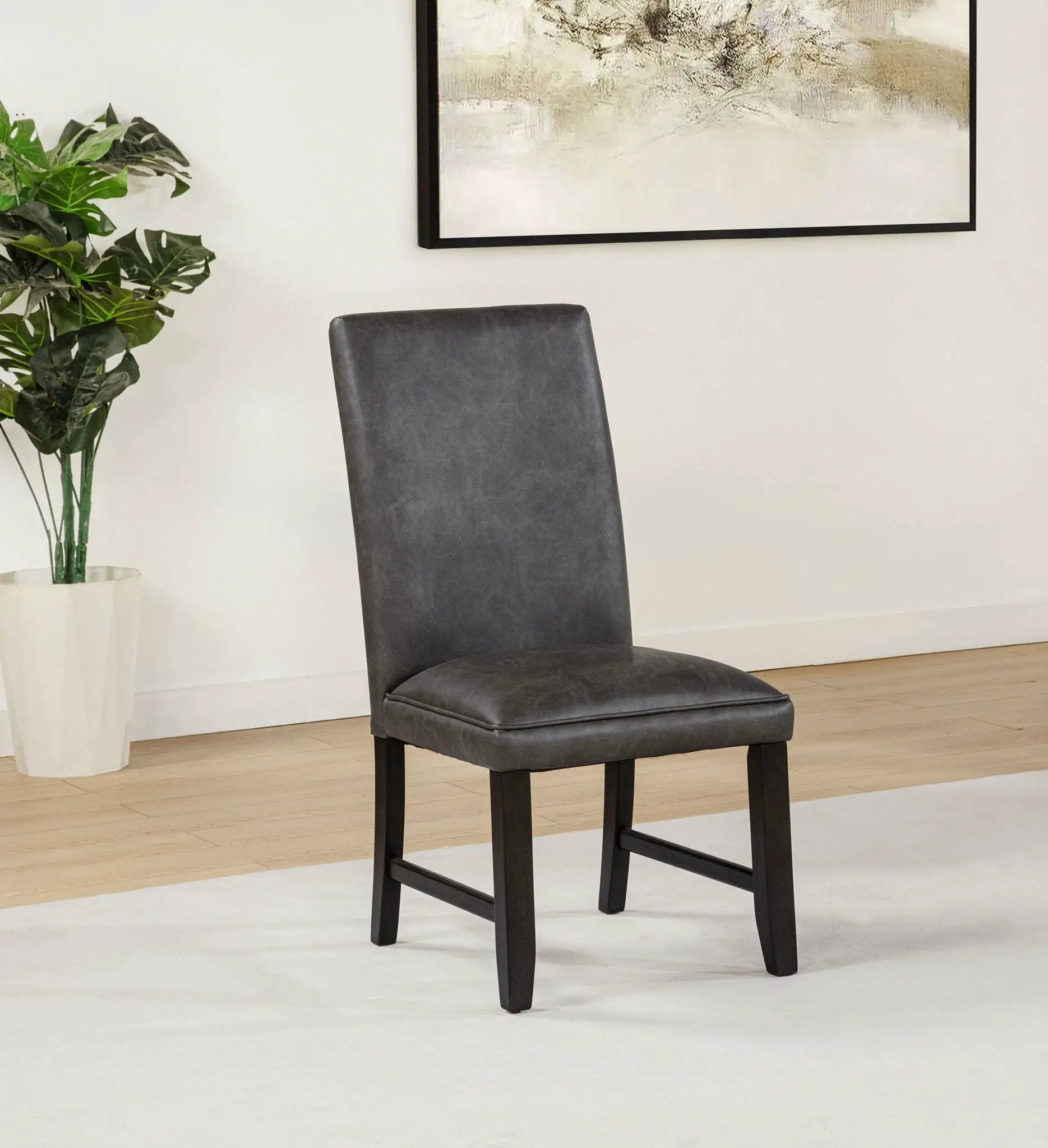 Averill Faux Leatherette Upholstered Dining Side Chair Dark Grey (Set of 2) by Unique Piece Furniture