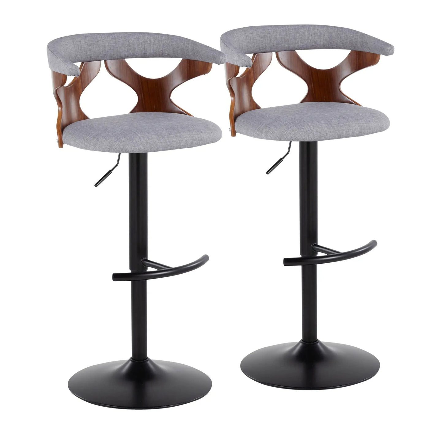 Gardenia - Contemporary Adjustable Barstool, Swivel With Rounded T Footrest (Set of 2) by HouseOfZazla