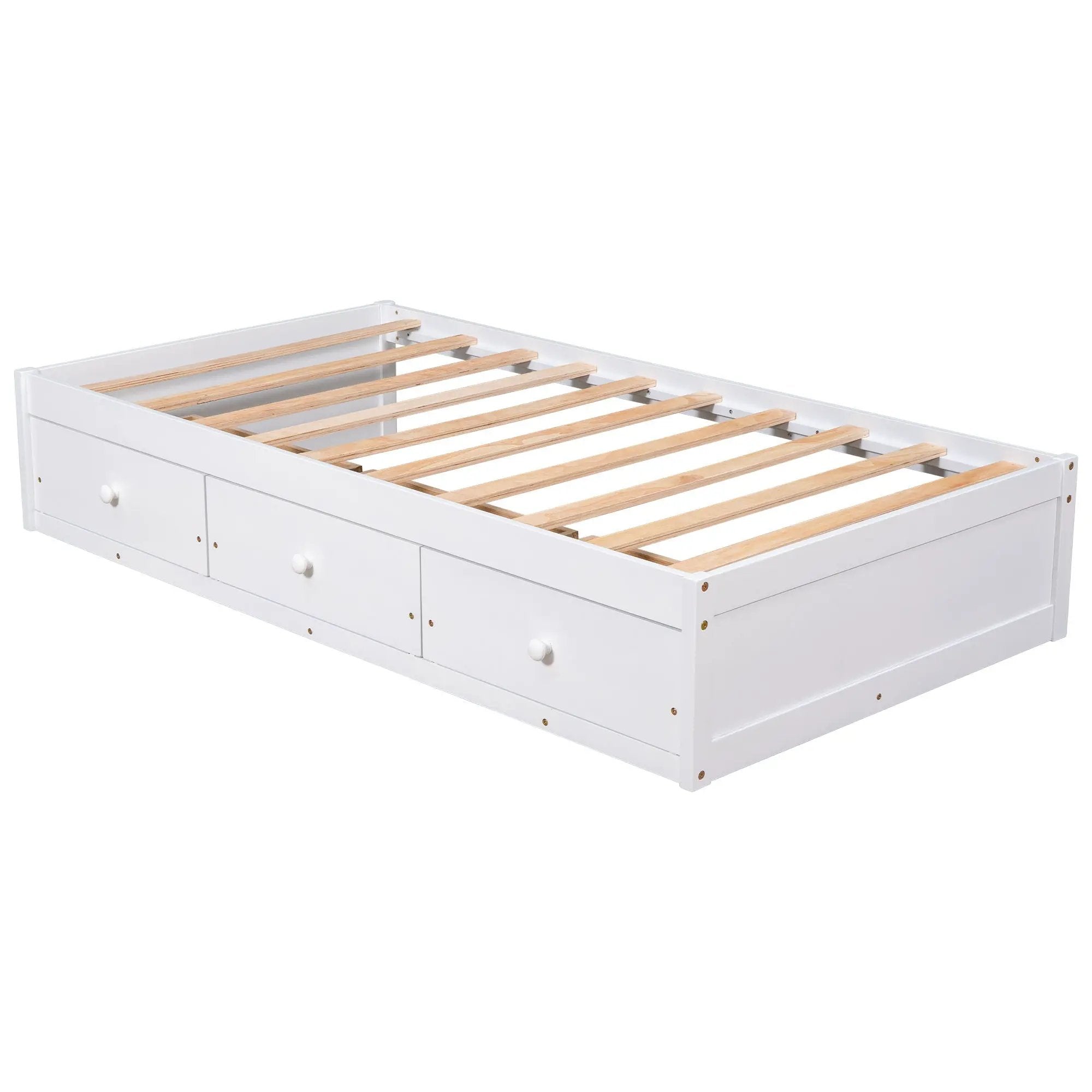 Twin Size Platform Storage Bed With 3 Drawers - White by Unique Piece Furniture