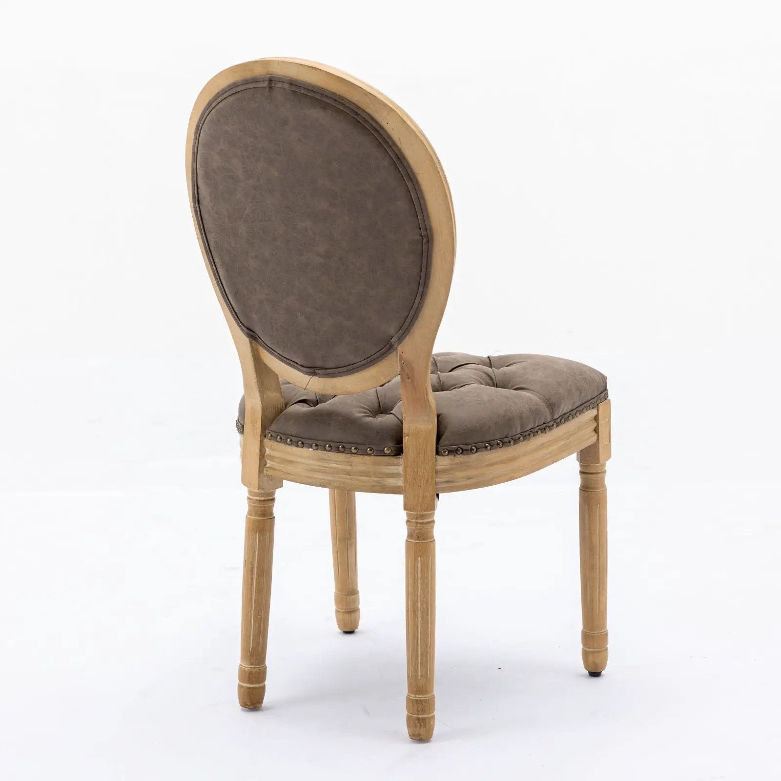 French Style Solid Wood Frame Antique Painting, Hand-Pulled Buckle Decoration Artificial Dining Chair With Nailhead Trim, Wood Legs by Unique Piece Furniture