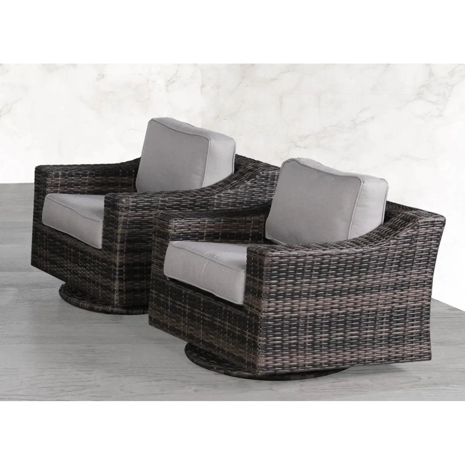 Outdoor Swivel Patio Chair With Cushions (Set of 2) - Brown by Unique Piece Furniture