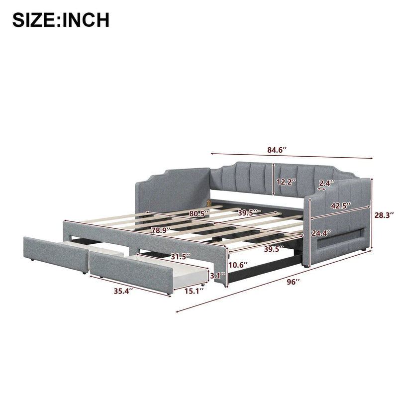 Extendable Daybed With LED Light And 2 Storage Drawers by HouseOfZazla