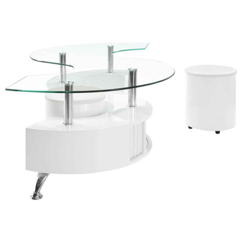 Buckley 3-piece Coffee Table and Stools Set White High Gloss by Unique Piece Furniture