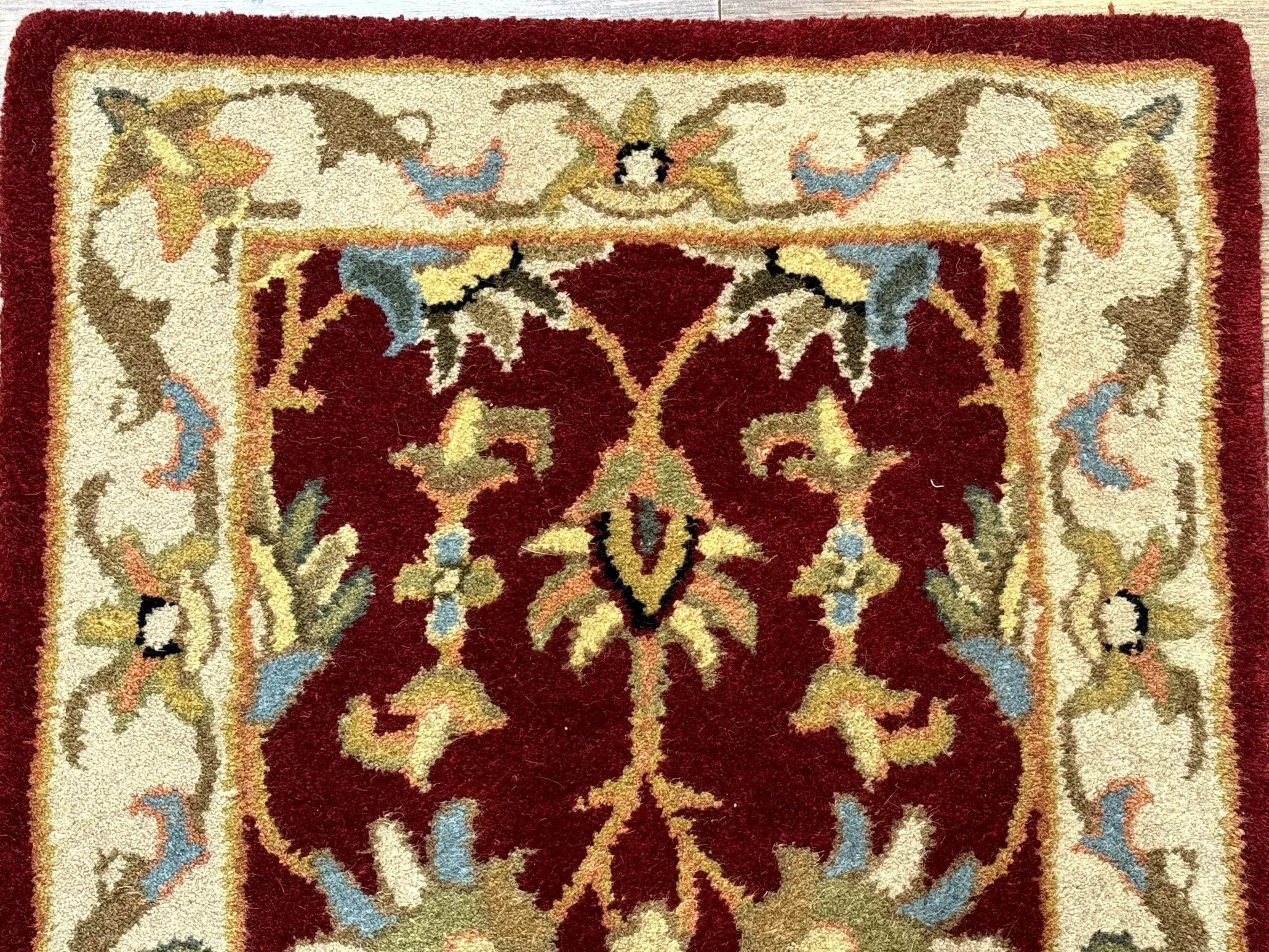 Small Floral Wool Rug 2x3, Safavieh Heritage Collection, Dark Red & Cream by Jewel Rugs