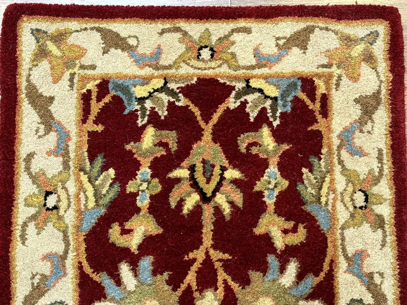 Small Floral Wool Rug 2x3, Safavieh Heritage Collection, Dark Red & Cream by Jewel Rugs