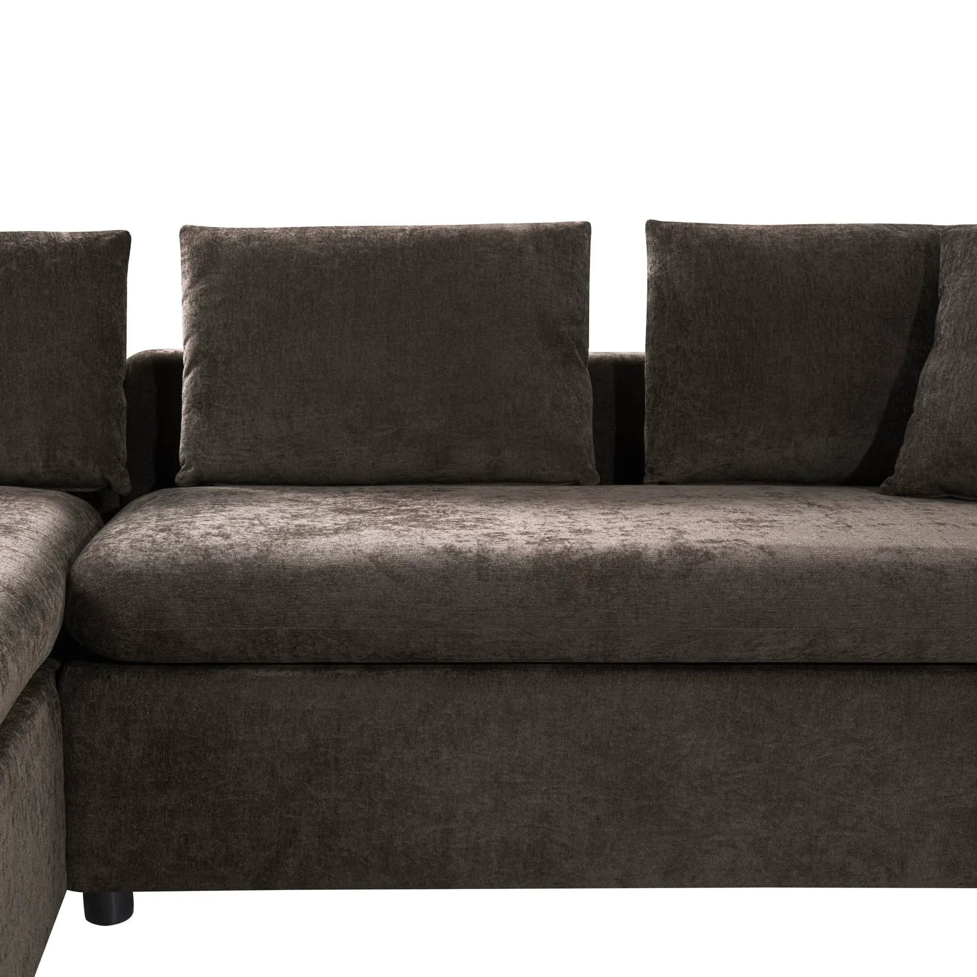 Modern L Shaped Sectional Sofa With Upholstery And Wooden Storage