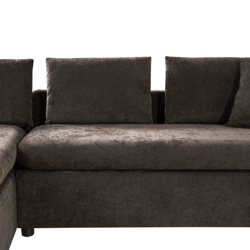 Modern L Shaped Sectional Sofa With Upholstery And Wooden Storage