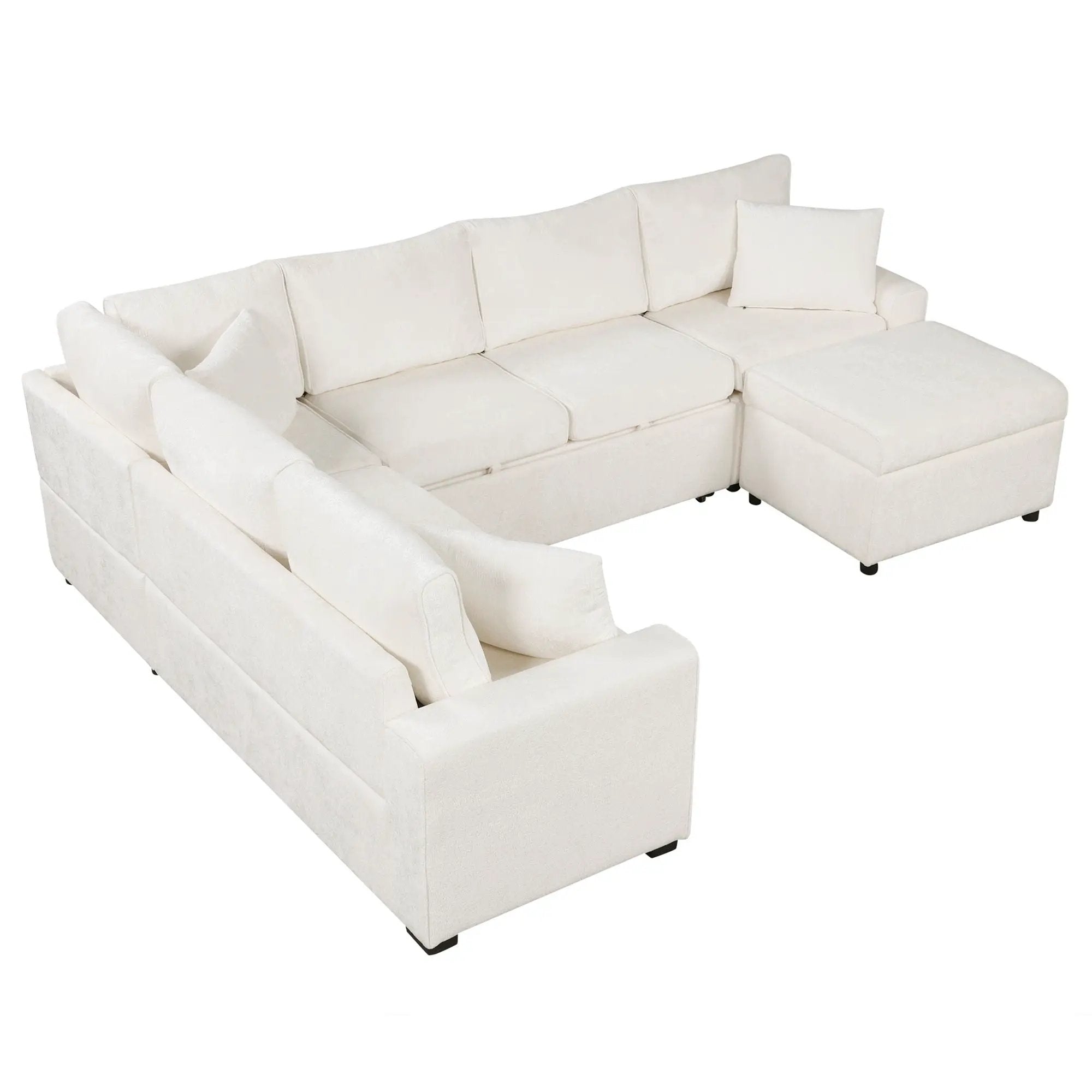 Sectional Sofa Pull-Out Sofa Bed Sleeper With A Storage Ottoman, Three Pillows And Charging Devices For Living Room by HouseOfZazla