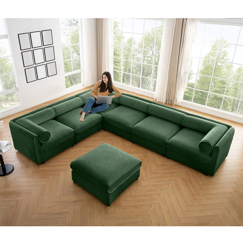 Contemporary Elegant Sofa With Storage And Ottoman by Unique Piece Furniture