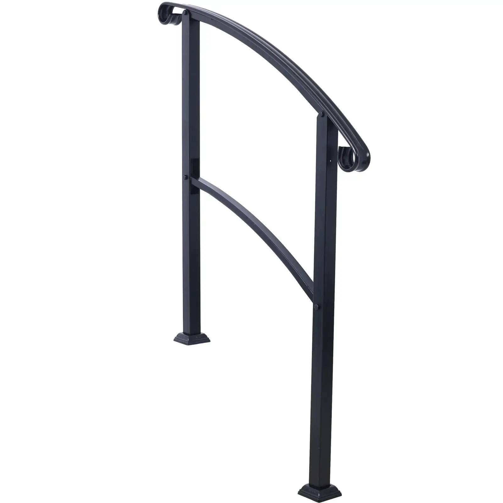 Handrails For Outdoor Steps, Fit 1 Or 3 Steps Outdoor Stair Railing, Flexible Front Porch Hand Rail, Transitional Handrails For Concrete Steps Or Wooden Stairs - Black by Unique Piece Furniture