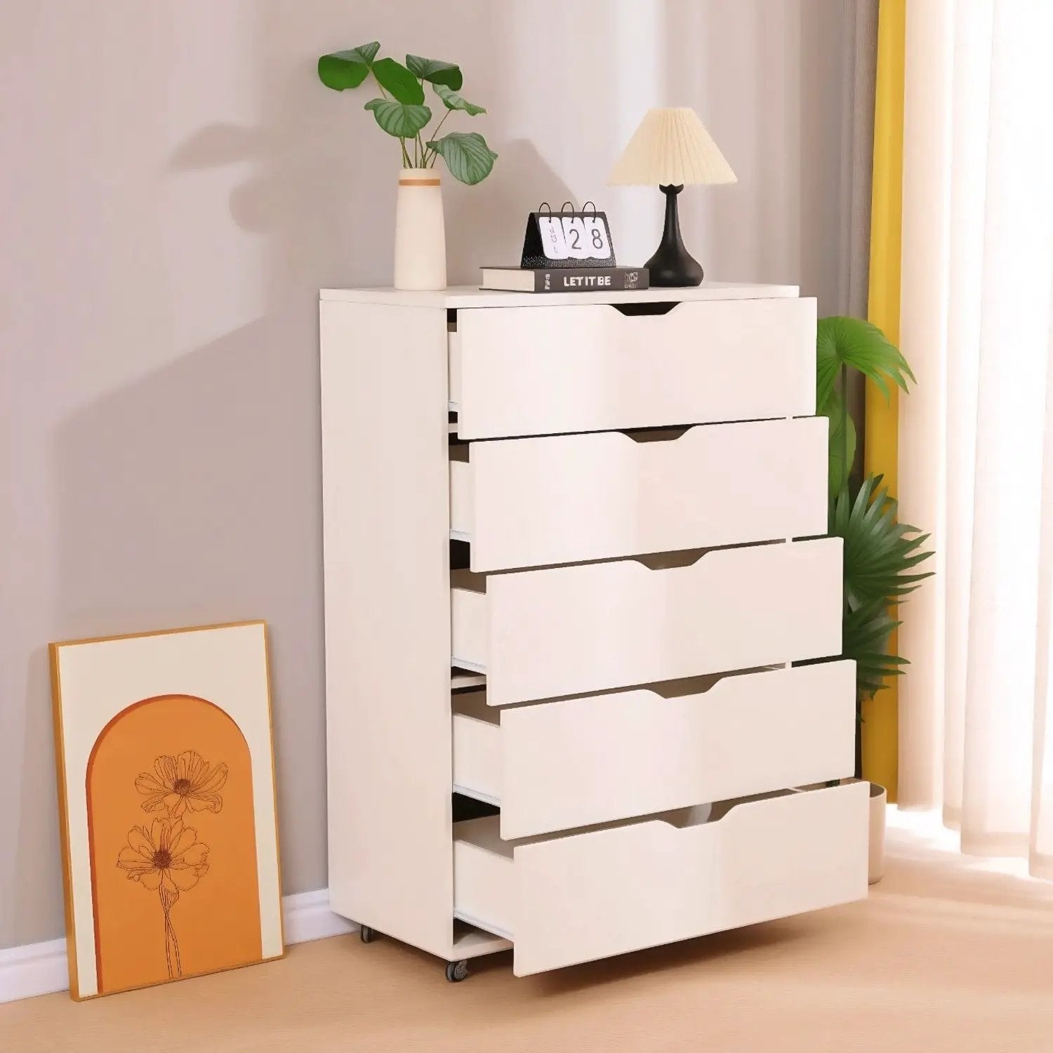 Modern 5 Drawer Dresser With Wheels by Unique Piece Furniture