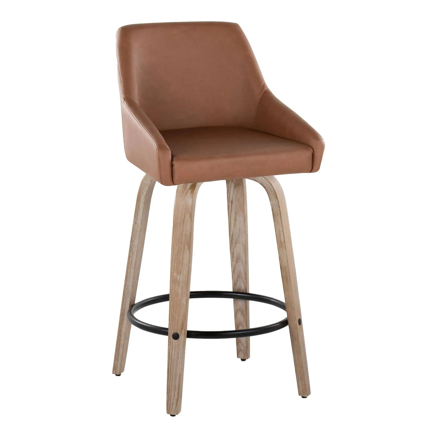 Hannah - Transitional Fixed Height Counter Stool With Swivel With Round Footrest (Set of 2) by HouseOfZazla