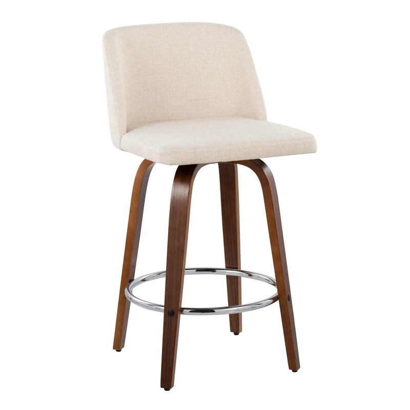 Toriano - Mid-Century Modern Fixed Height Counter Stool With Round Footrest (Set of 2) by Unique Piece Furniture