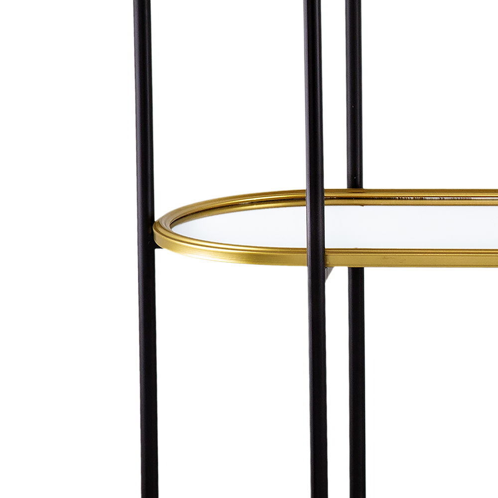3 Tier Metal Console Table, Mirrored Shelf - Golden Black by HouseOfZazla