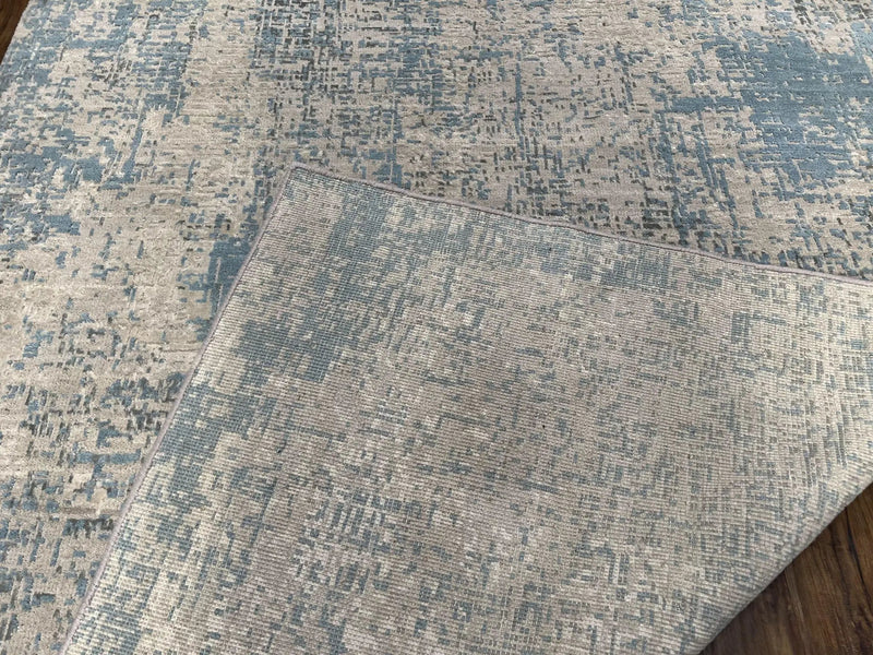 Modern Tibetan Rug 5x8 ft Light Blue and Gray Carpet, Contemporary Wool Rug, Handmade Nepali Rug, Raised Pattern, Tibet Area Rug, Nepal Rug by Jewel Rugs