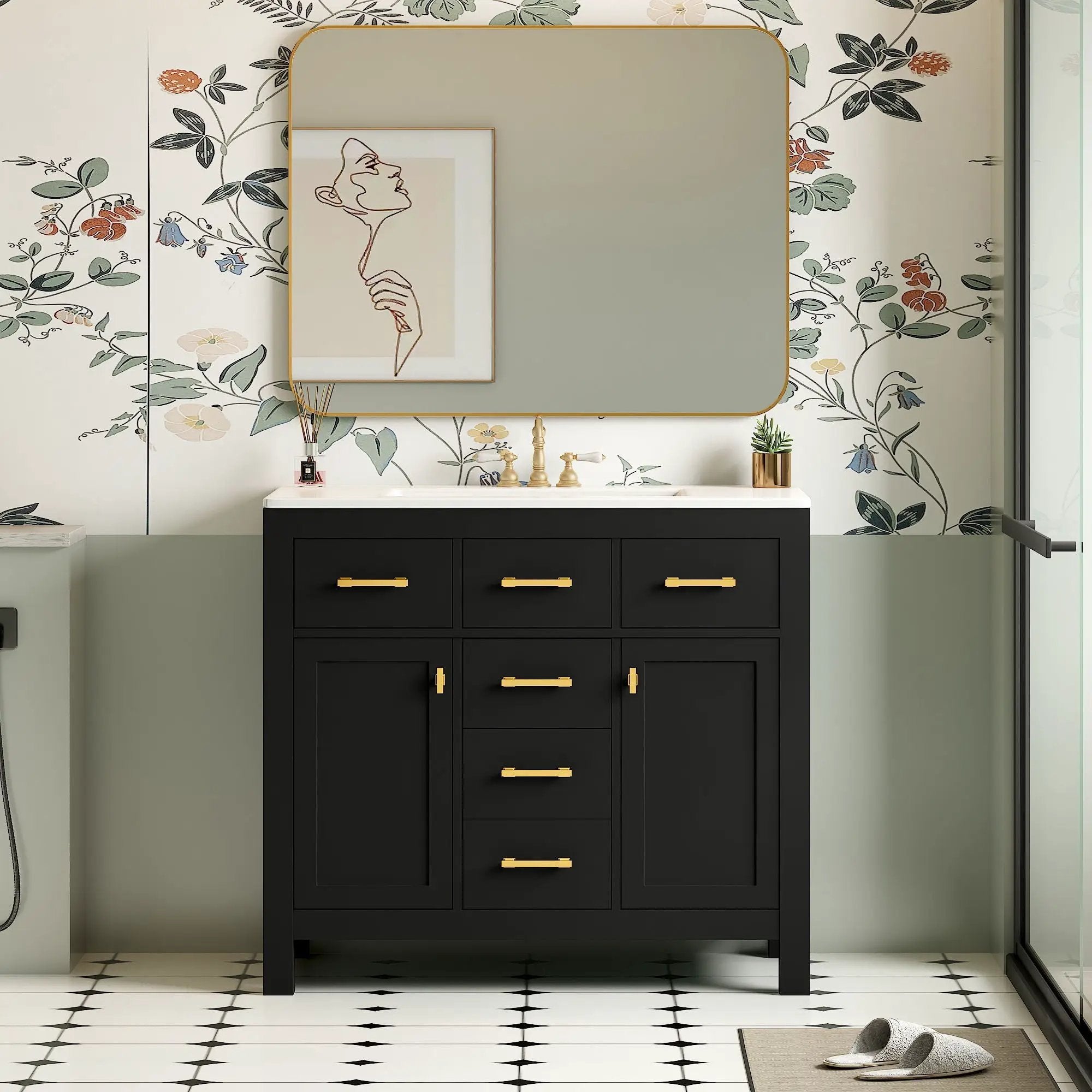 Bathroom Vanity With Sink Combo Set, Modern Bathroom Cabinet With 4 Drawers by Unique Piece Furniture
