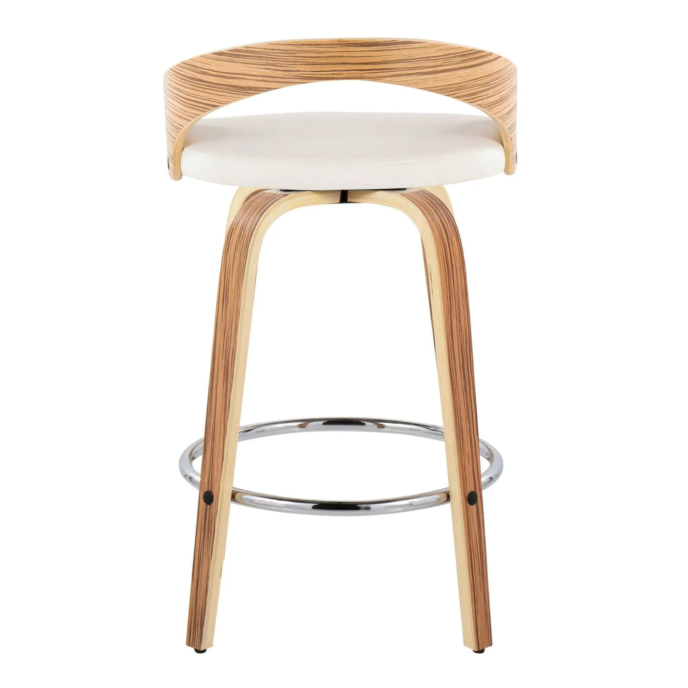 Grotto - Mid Century Modern Fixed Height Counter Stool With Swivel With Round Footrest (Set of 2) by HouseOfZazla