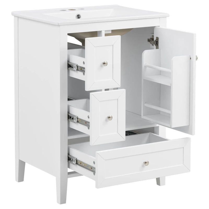 Modern Bathroom Vanity With Sink, Soft Close Drawers & Door, Storage Rack by HouseOfZazla