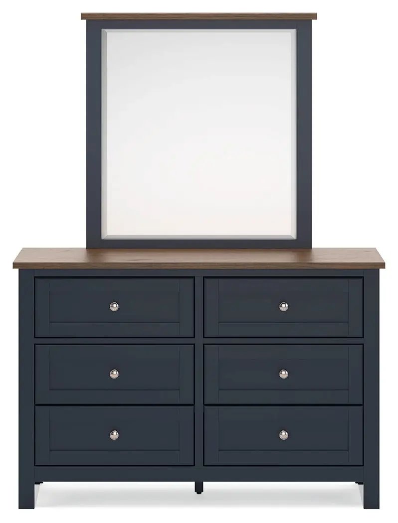 Landocken - Dresser and Mirror - Brown / Blue by Unique Piece Furniture