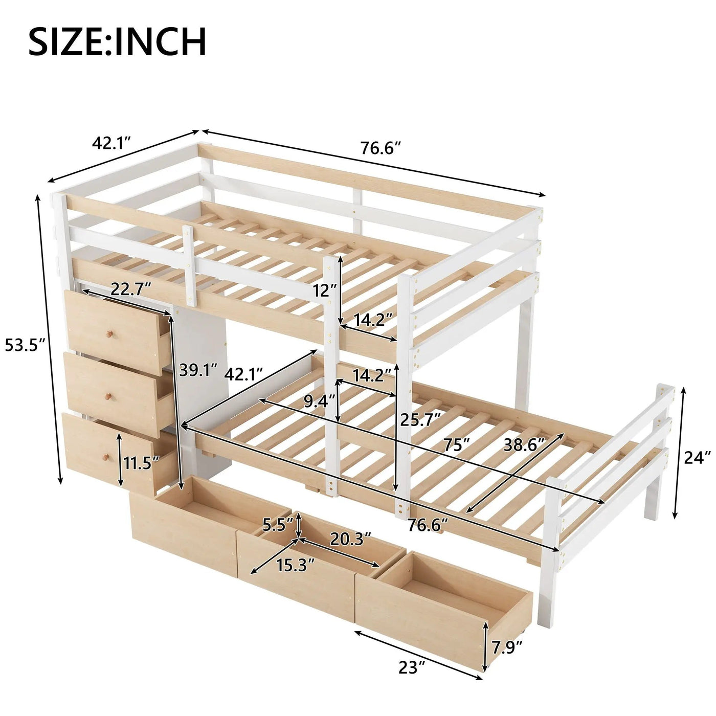 Loft Bunk Bed With Drawers And Ladder by HouseOfZazla