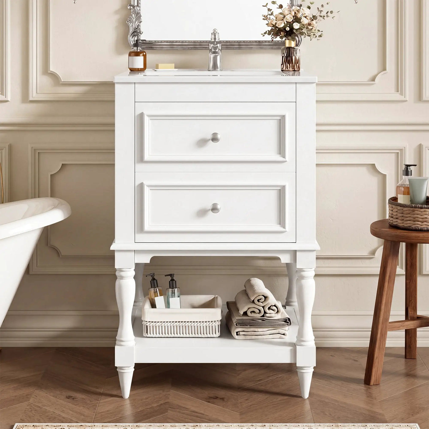 20'' Bathroom Vanity with Ceramic Sink and Storage Cabinet by HouseOfZazla