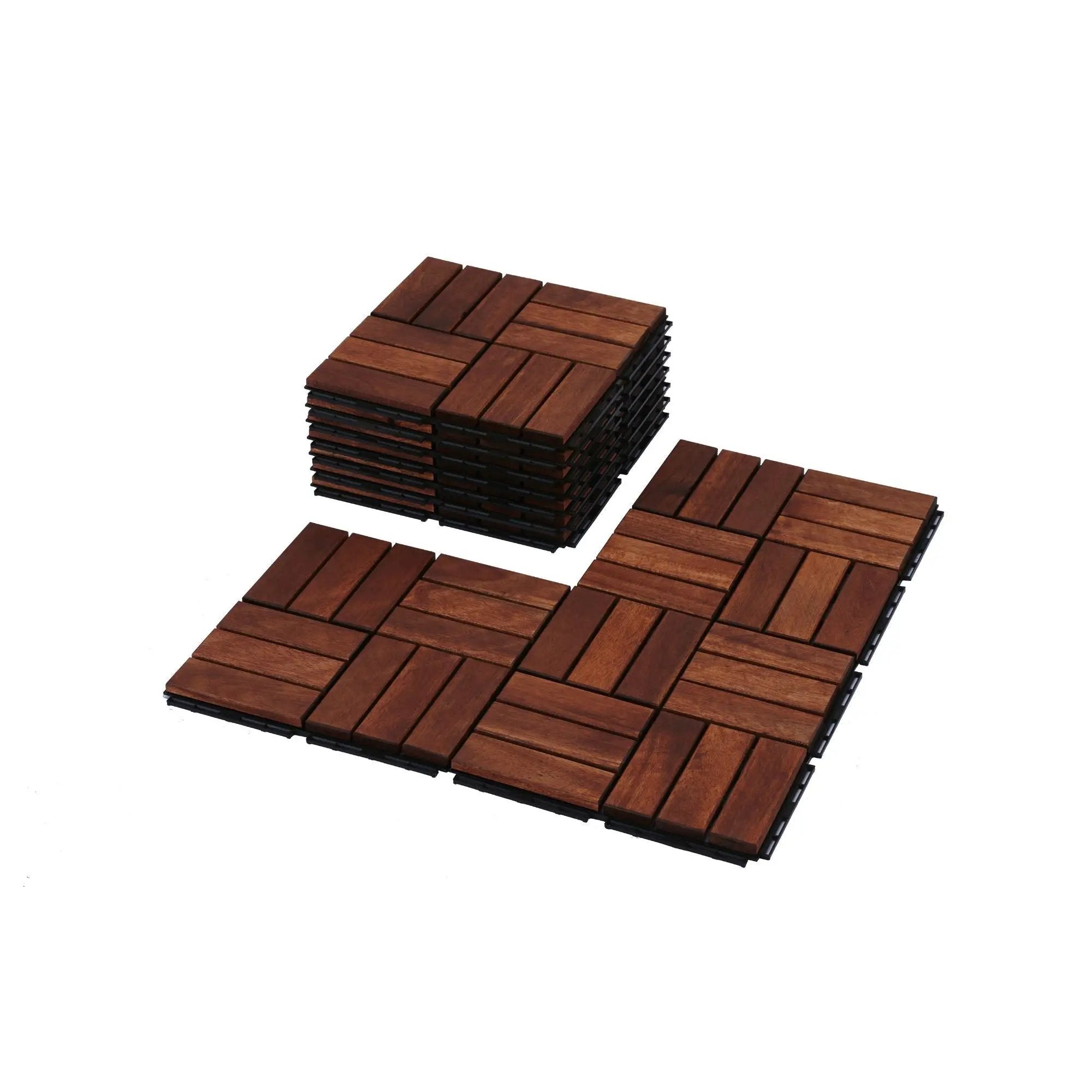 Interlocking Deck Tiles Checker Pattern, Square Acacia Hardwood Outdoor Flooring For Patio, Bancony, Pool Side by HouseOfZazla