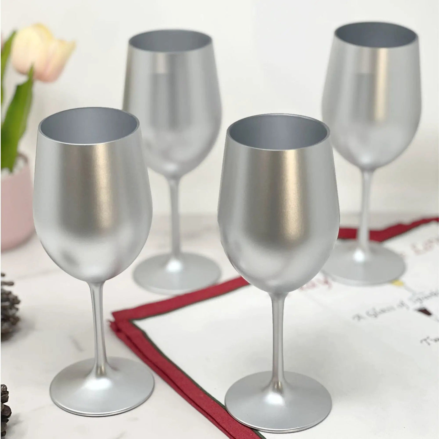 Leadingware Metallic Plastic Wine Glasses (Set of 4) by HouseOfZazla