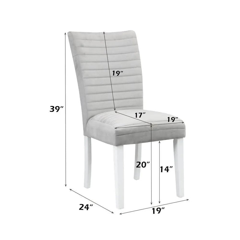 Elizaveta - Side Chair (Set of 2) - Gray Velvet &White High Gloss by Unique Piece Furniture
