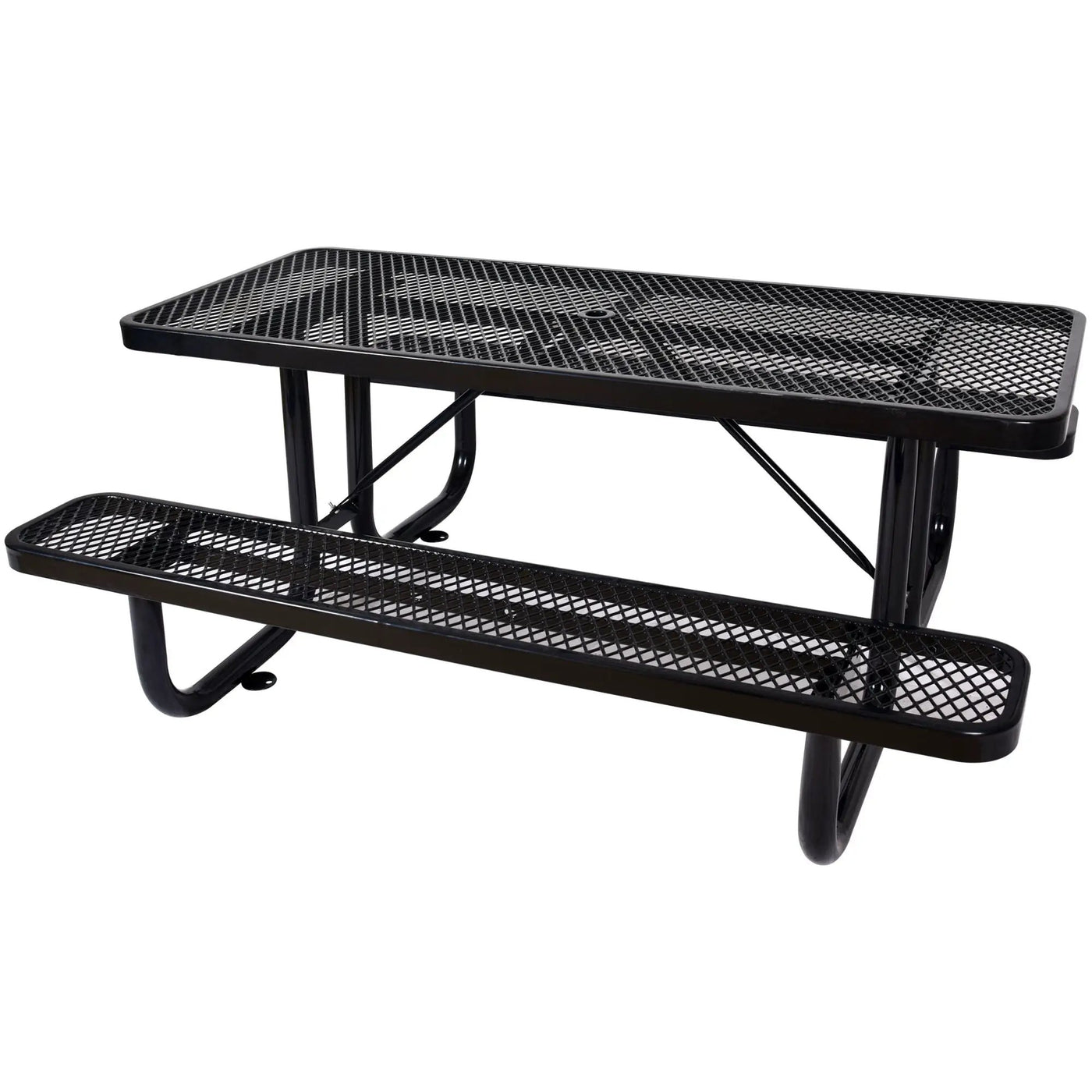 Rectangular Outdoor Steel Picnic Table With Umbrella Pole by HouseOfZazla