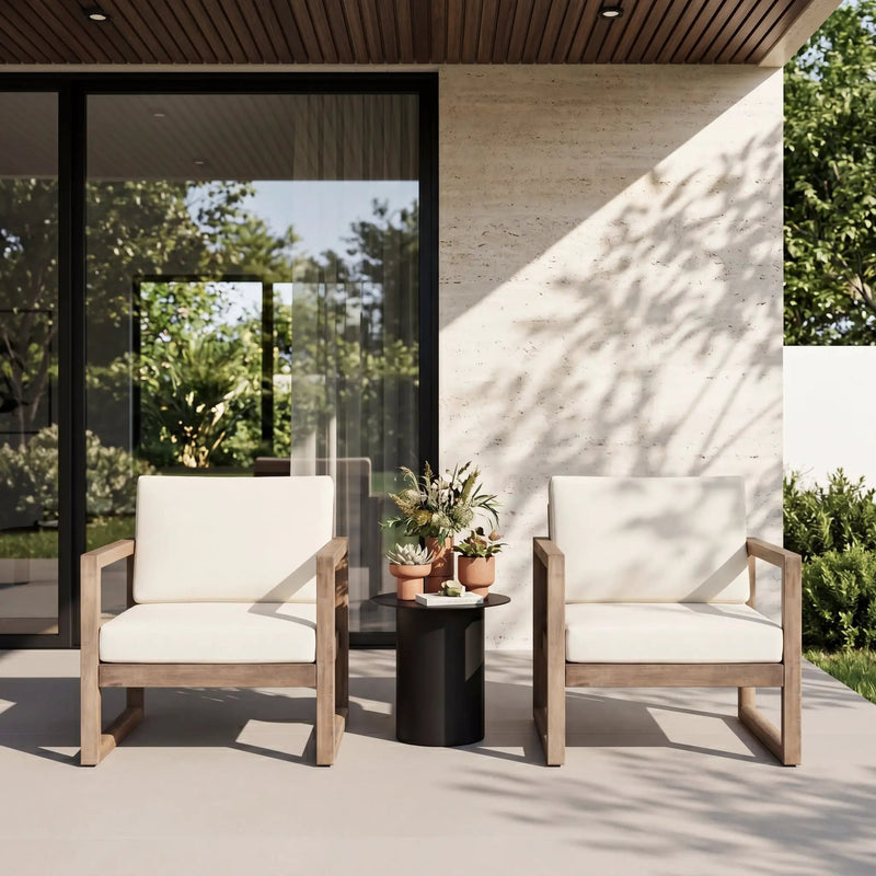 Set of 2 Outdoor Acacia Wood Patio Club Chair by HouseOfZazla