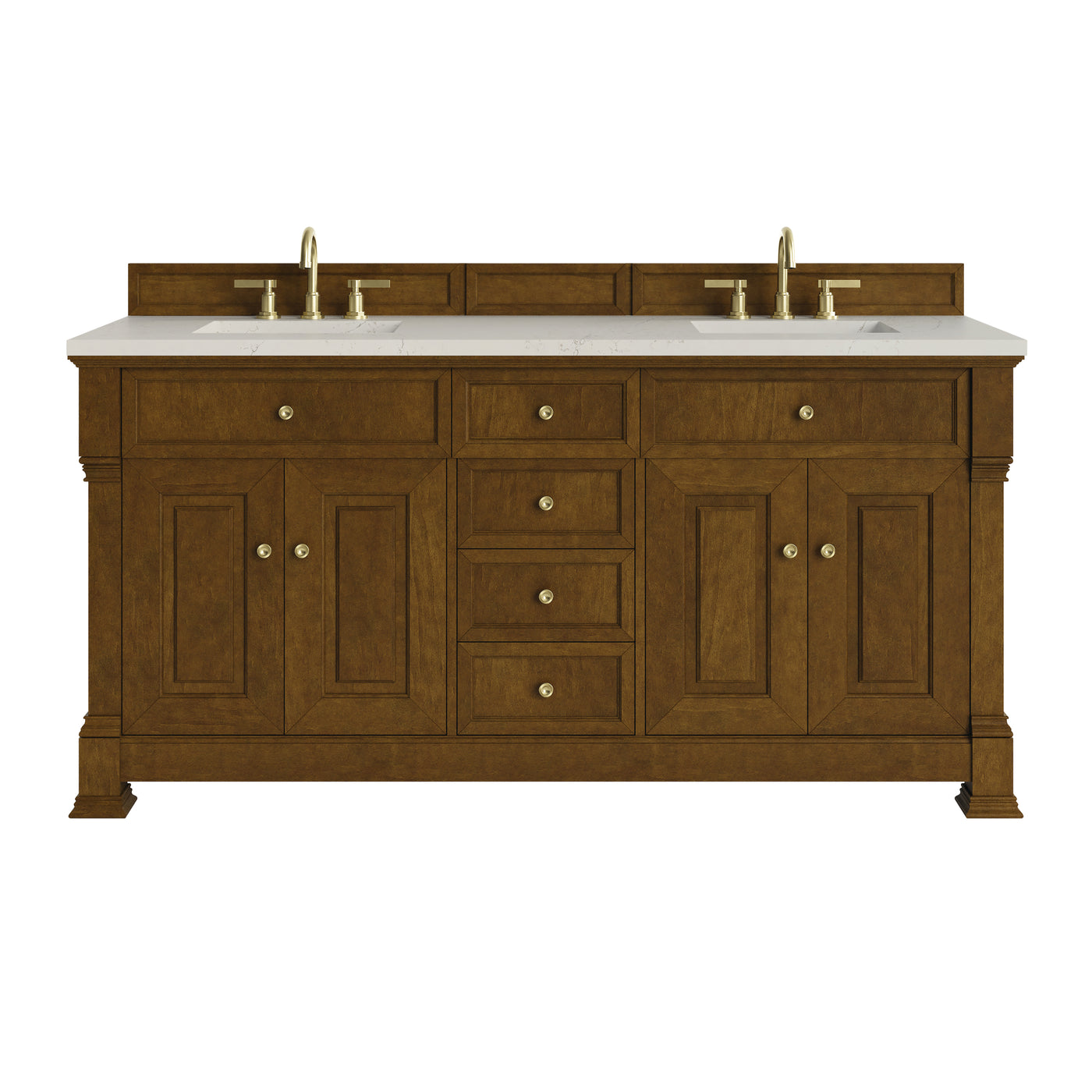 James Martin Brookfield 72" Double Bathroom Vanity, Honey Oak with Siberian countertop
